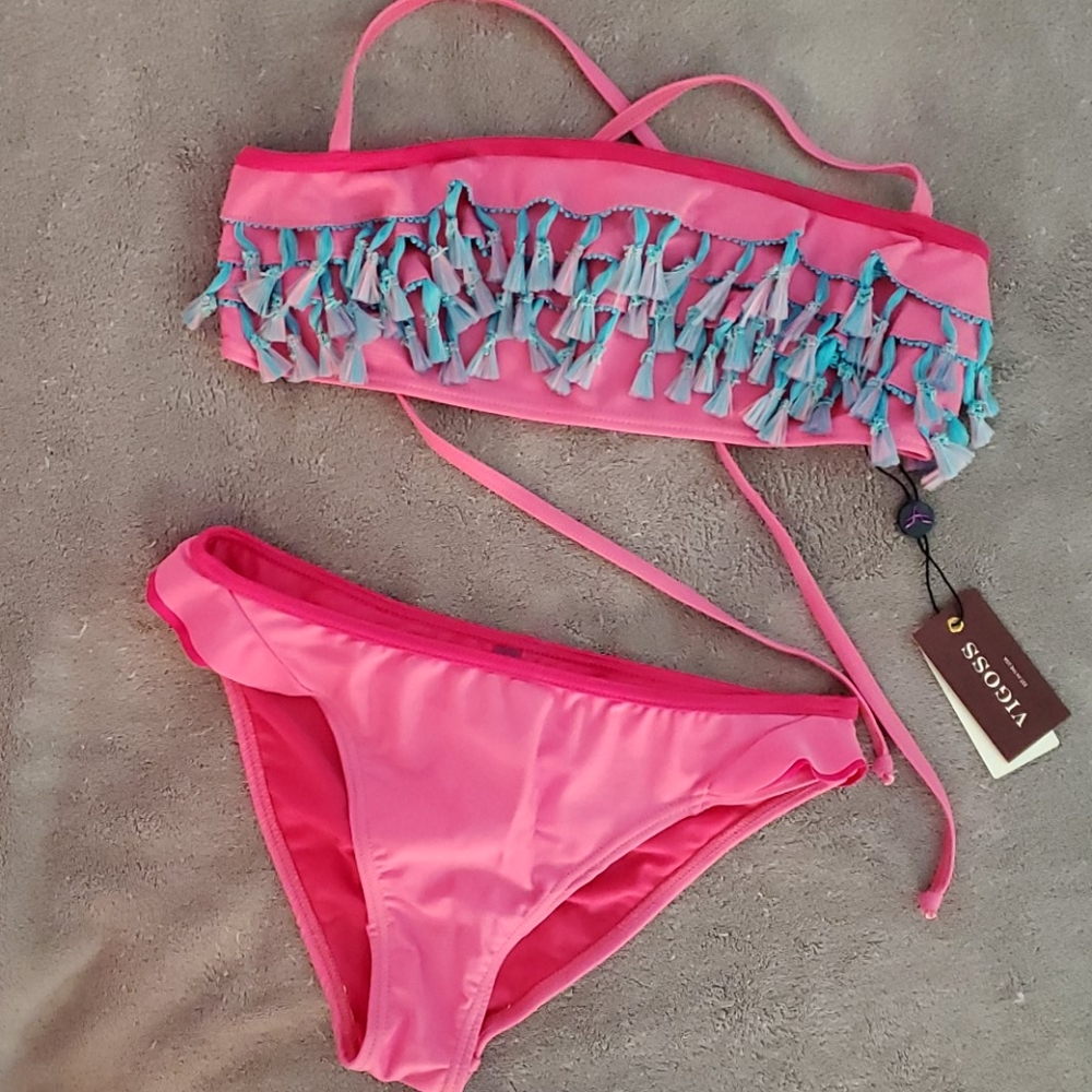 Pink Vigoss Blue tassel Bikini